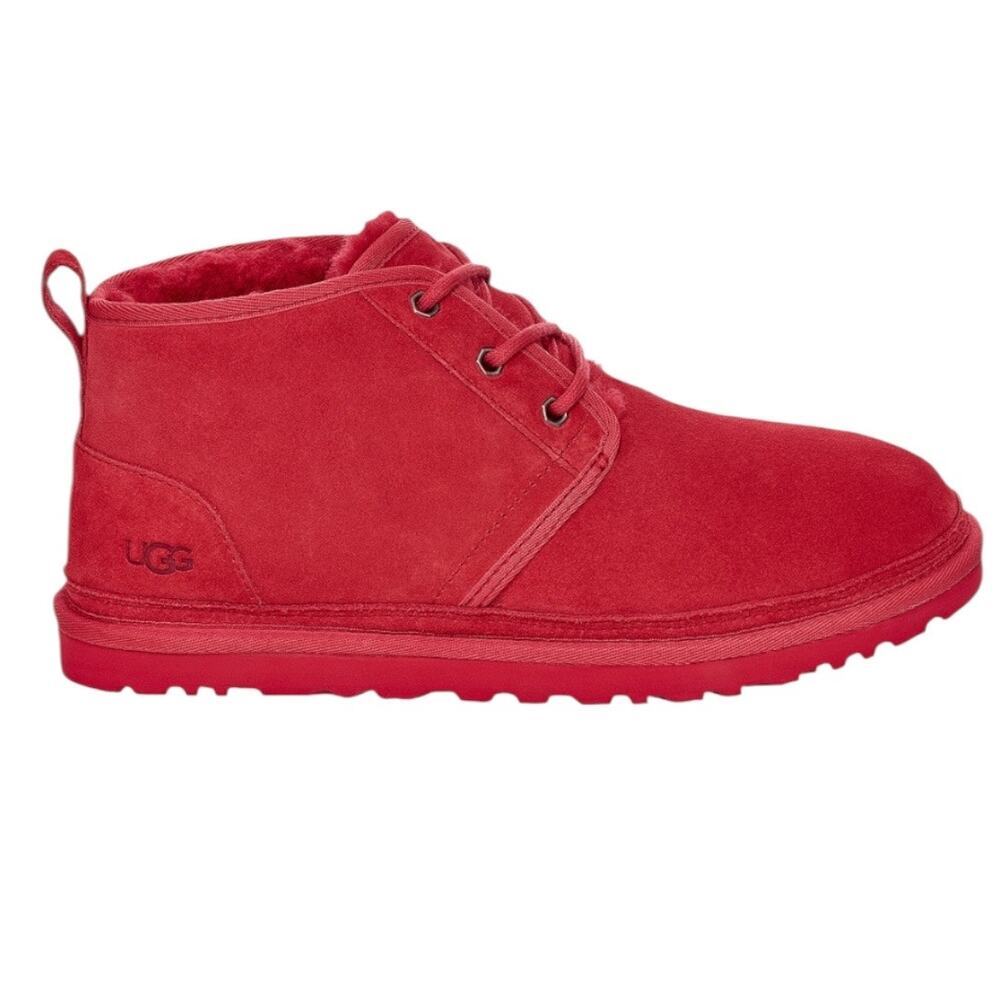 UGG Neumel Samba Red Suede Wool Lined Lace Up Ankle Boots Men’s Size 10‎ NEW